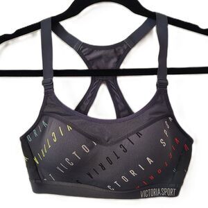 VICTORIA SECRET 34B Grey Padded Racerback Sport Bra Medium Impact Support